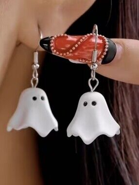 Halloween White Ghost Dangle Earrings